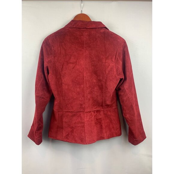Brandon Thomas Womens Red Leather Blazer Jacket Size M - Picture 4 of 4